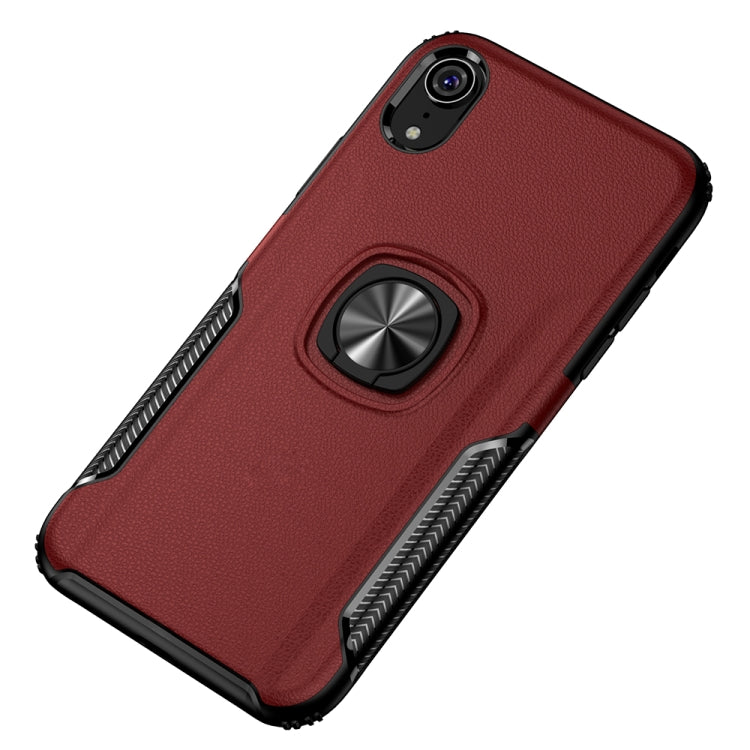 For iPhone XR Shockproof Car Magnetic Case with 360 Degree Gold Armor Ring
