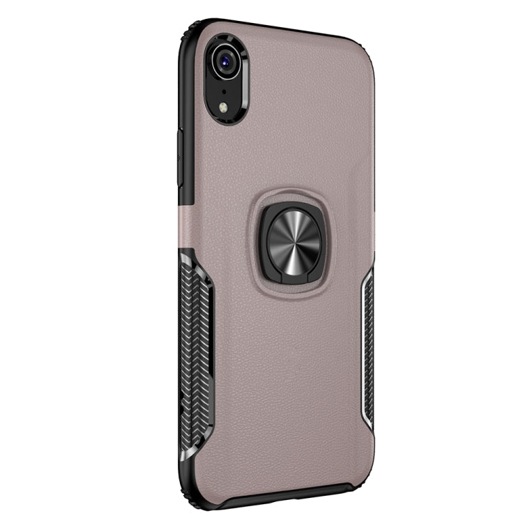 For iPhone XR Shockproof Car Magnetic Case with 360 Degree Gold Armor Ring