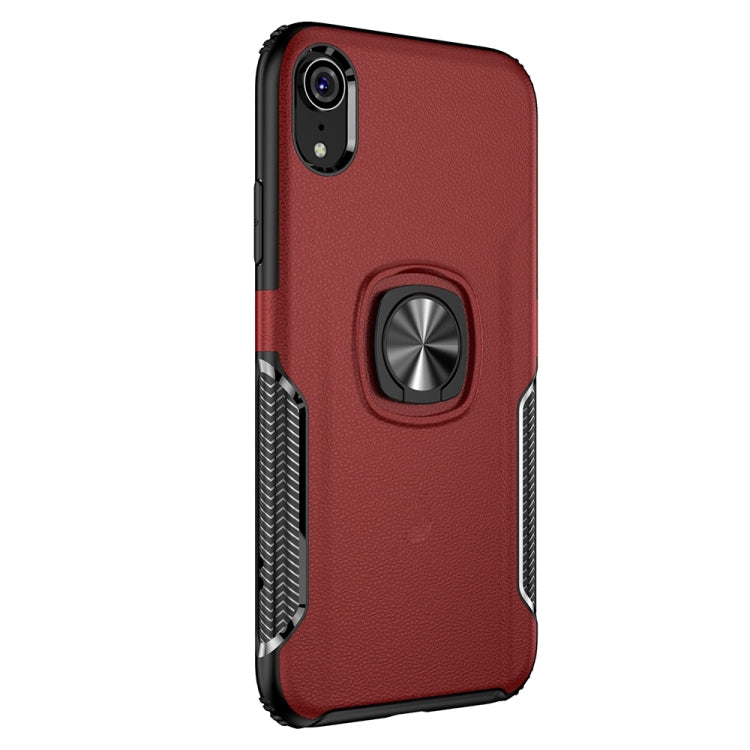 For iPhone XR Shockproof Car Magnetic Case with 360 Degree Gold Armor Ring