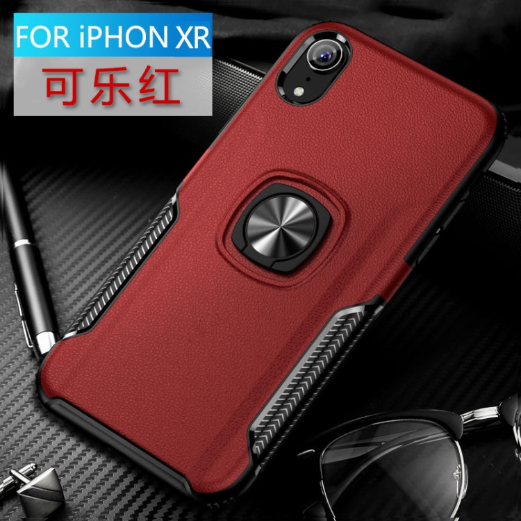 For iPhone XR Shockproof Car Magnetic Case with 360 Degree Gold Armor Ring
