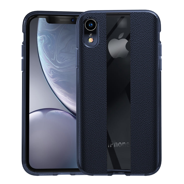 For iPhone XR Anti-slip Leather + TPU Protective Case(Blue)