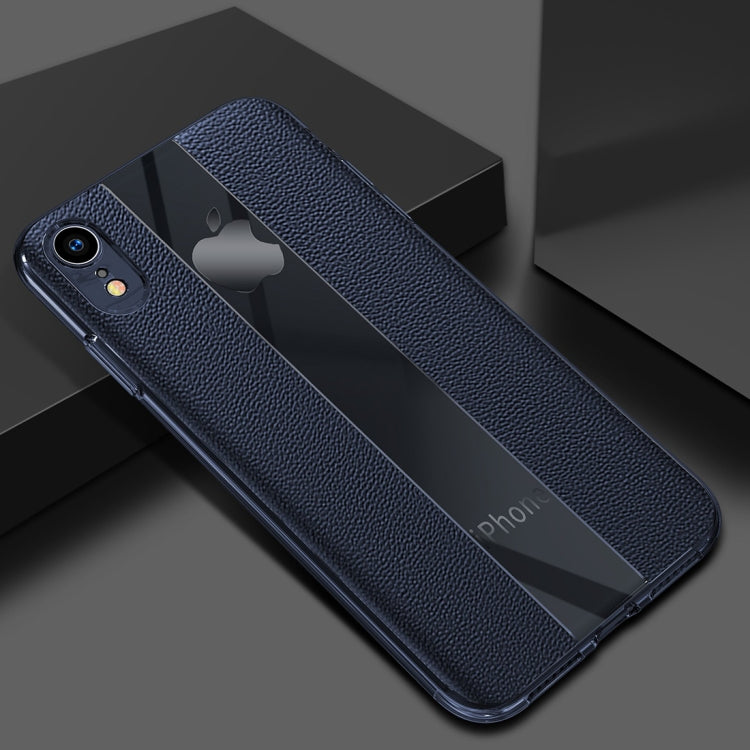 For iPhone XR Anti-slip Leather + TPU Protective Case(Blue)