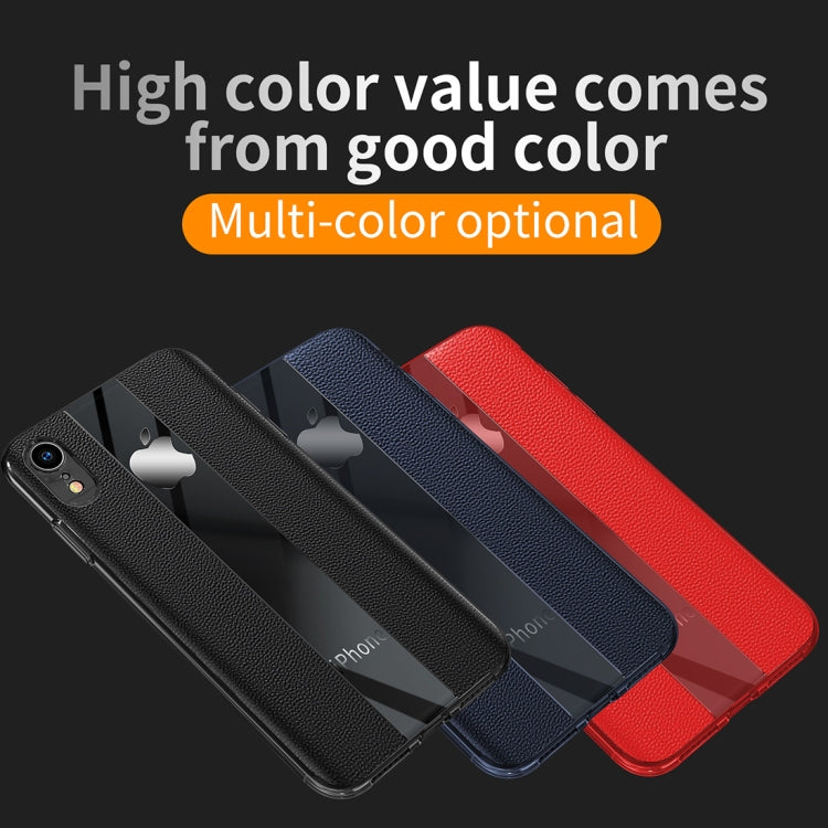 For iPhone XR Anti-slip Leather + TPU Protective Case(Blue)