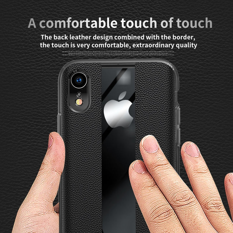 For iPhone XR Anti-slip Leather + TPU Protective Case(Blue)