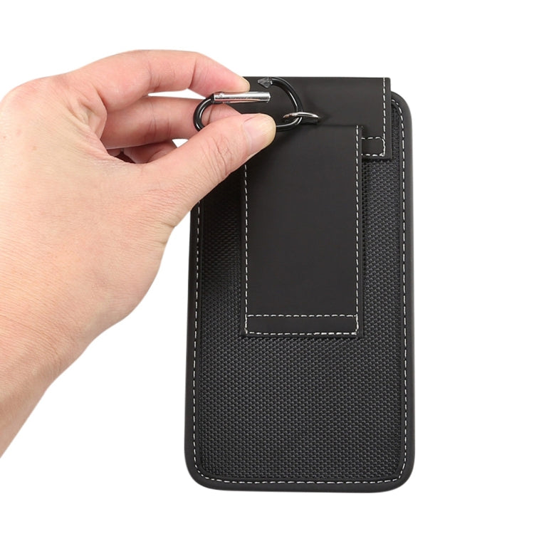 5. 5 inch Phones Universal Hanging Waist Oxford Cloth Case Bag with Carabiner(Black)