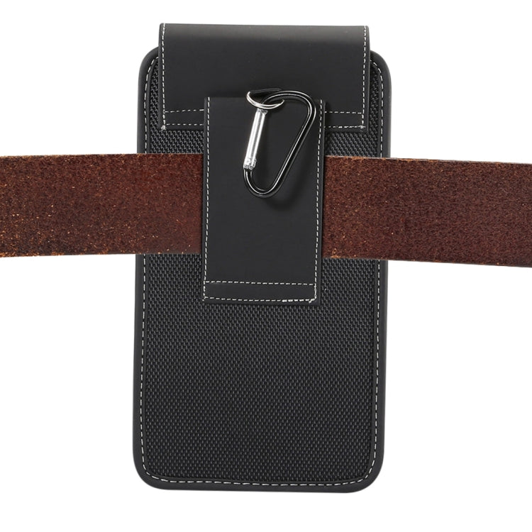 5. 5 inch Phones Universal Hanging Waist Oxford Cloth Case Bag with Carabiner(Black)