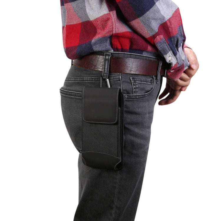 5. 5 inch Phones Universal Hanging Waist Oxford Cloth Case Bag with Carabiner(Black)