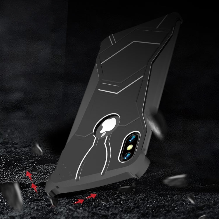 For iPhone XR R-JUST Magnet Adsorption Metal Polished Texture Phone Case (Black)