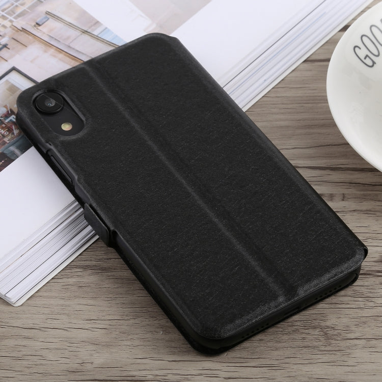For iPhone XR Silk Texture Horizontal Flip Leather Case,with Holder & Call Display ID