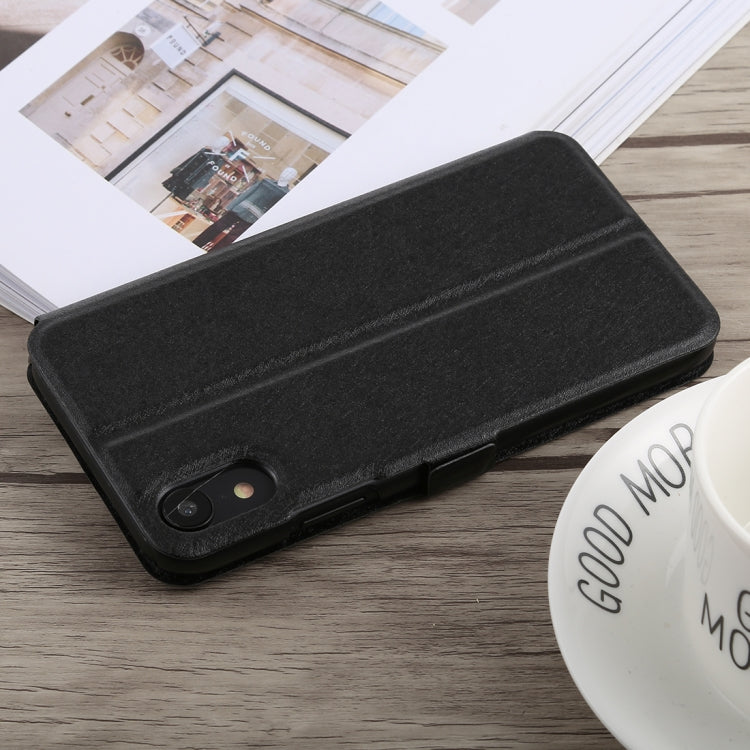 For iPhone XR Silk Texture Horizontal Flip Leather Case,with Holder & Call Display ID