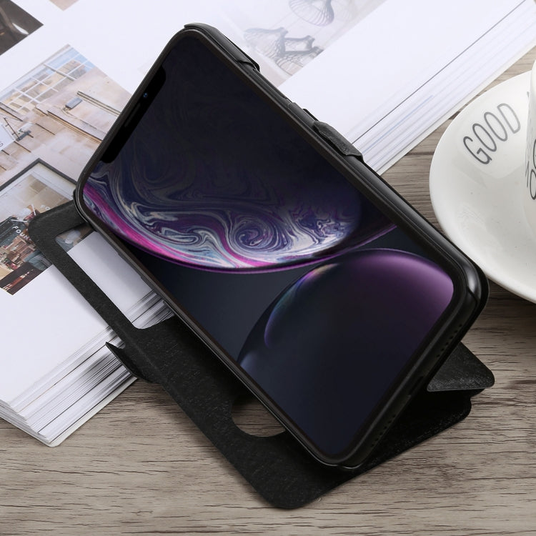 For iPhone XR Silk Texture Horizontal Flip Leather Case,with Holder & Call Display ID