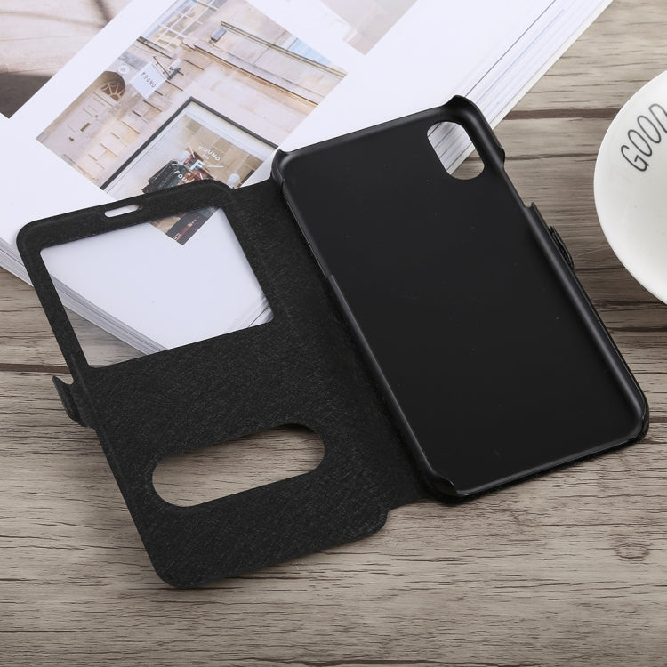 For iPhone XR Silk Texture Horizontal Flip Leather Case,with Holder & Call Display ID