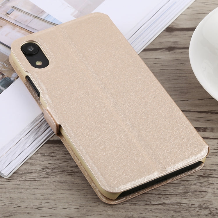 For iPhone XR Silk Texture Horizontal Flip Leather Case,with Holder & Call Display ID