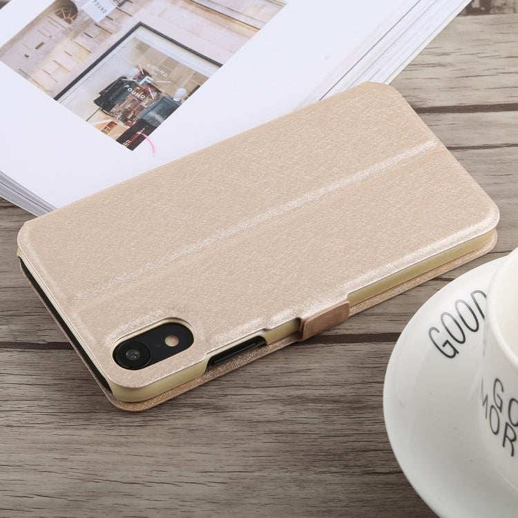 For iPhone XR Silk Texture Horizontal Flip Leather Case,with Holder & Call Display ID