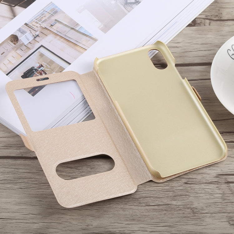 For iPhone XR Silk Texture Horizontal Flip Leather Case,with Holder & Call Display ID