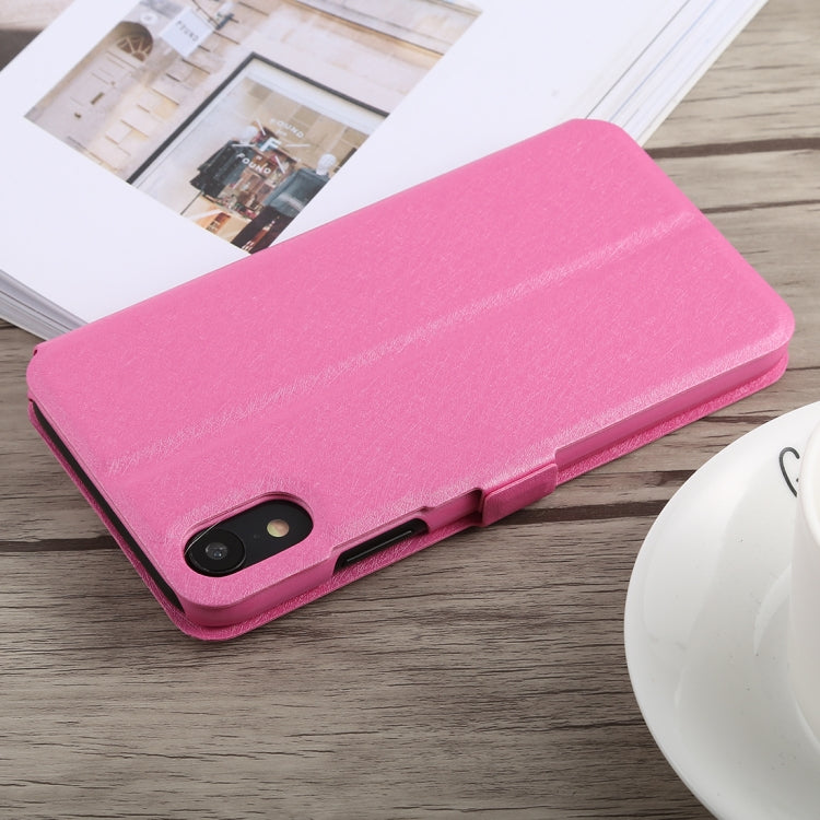 For iPhone XR Silk Texture Horizontal Flip Leather Case,with Holder & Call Display ID