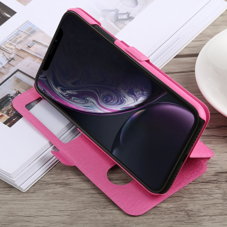For iPhone XR Silk Texture Horizontal Flip Leather Case,with Holder & Call Display ID