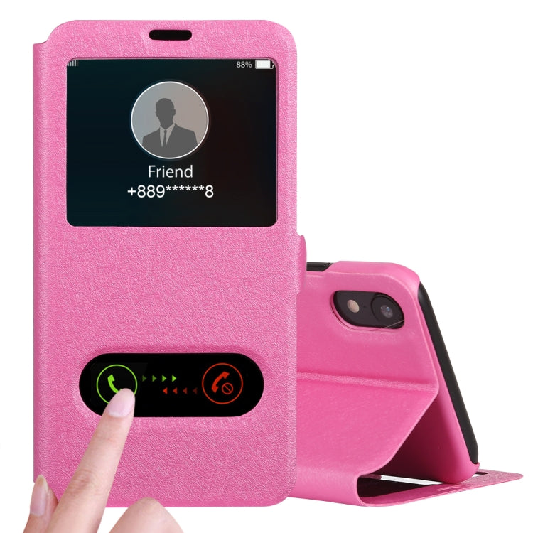 For iPhone XR Silk Texture Horizontal Flip Leather Case,with Holder & Call Display ID