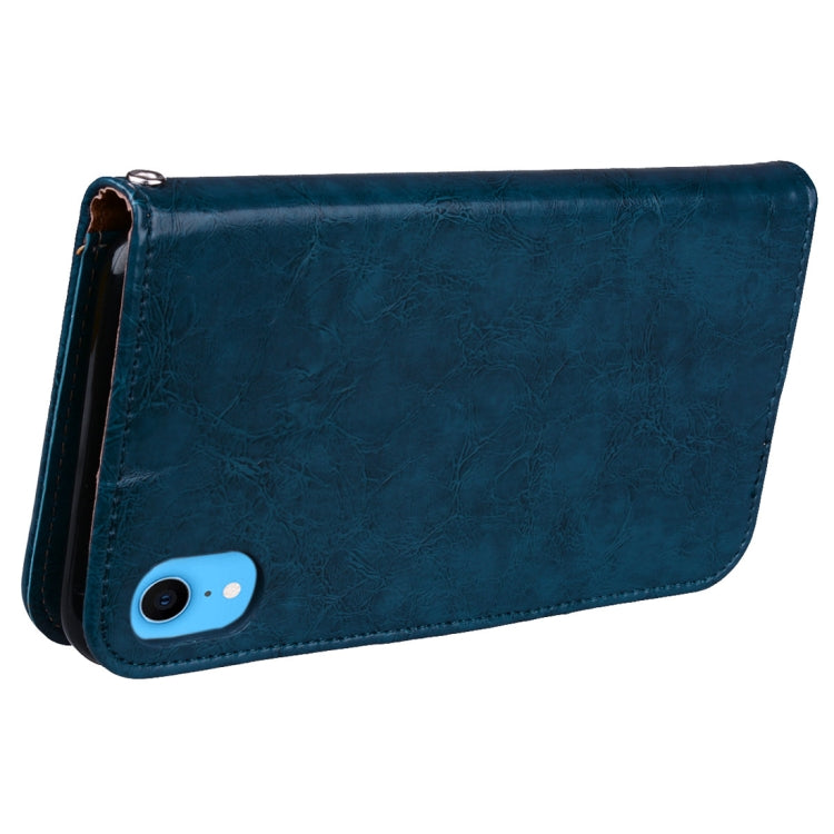 For iPhone XR Business Style Oil Wax Texture Horizontal Flip Leather Case with Holder & Card Slots & Wallet
