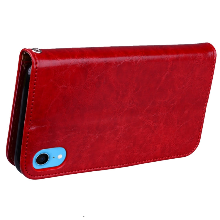 For iPhone XR Business Style Oil Wax Texture Horizontal Flip Leather Case with Holder & Card Slots & Wallet