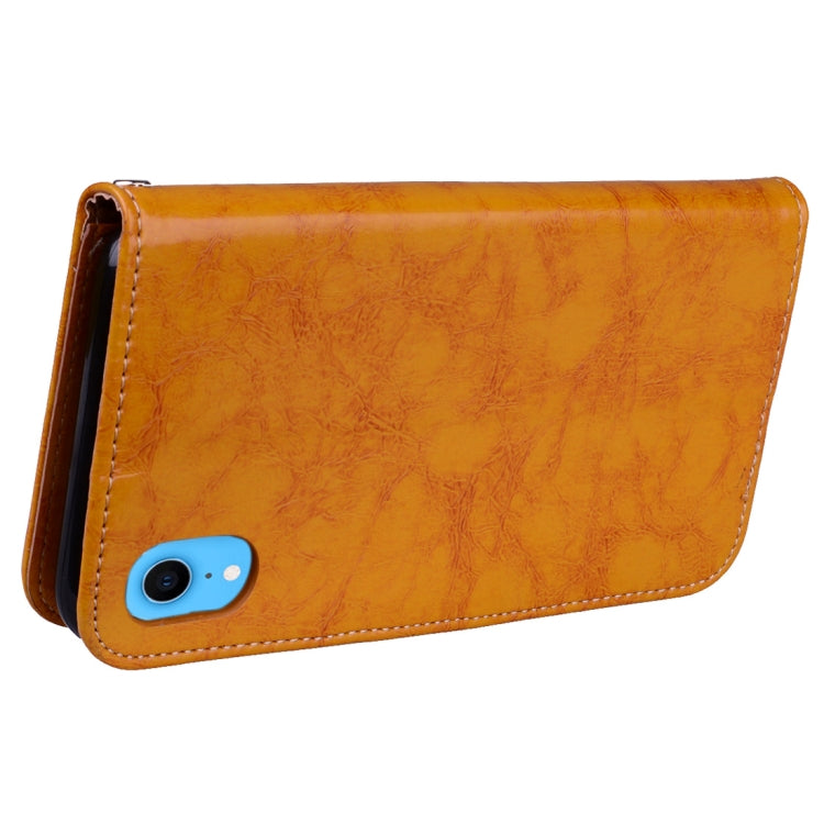 For iPhone XR Business Style Oil Wax Texture Horizontal Flip Leather Case with Holder & Card Slots & Wallet