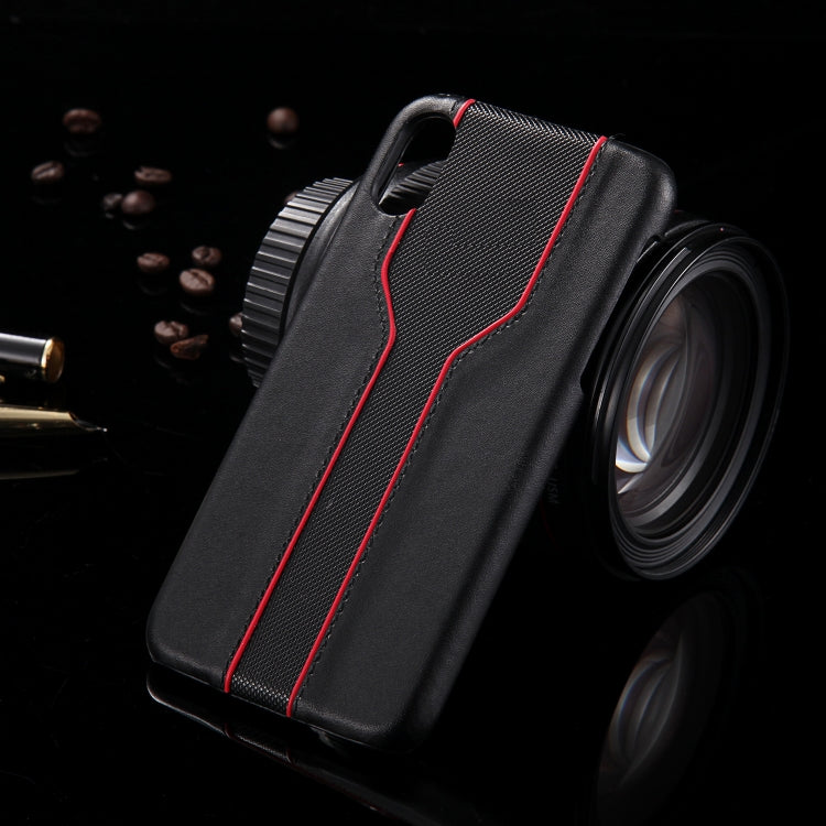 For iPhone XR Diamond Texture PC + PU Leather Case