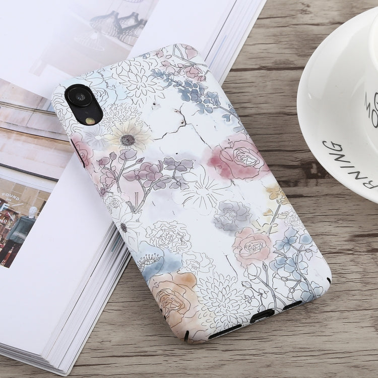 For iPhone XR Luminous Watercolor Flower Pattern PC Protective Case
