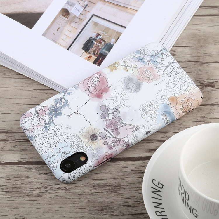 For iPhone XR Luminous Watercolor Flower Pattern PC Protective Case