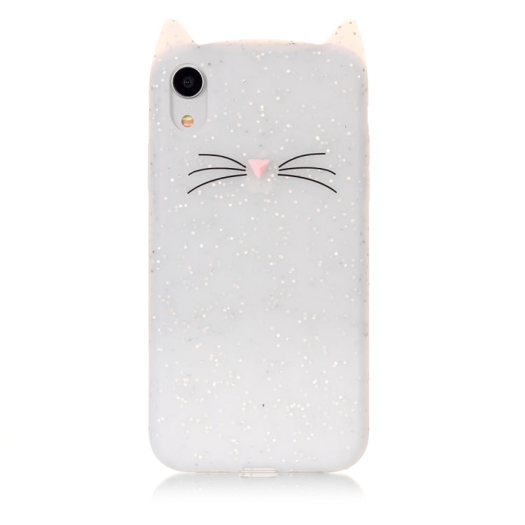 For iPhone XR Cat Whiskers Pattern Silicone Protective Case (White)