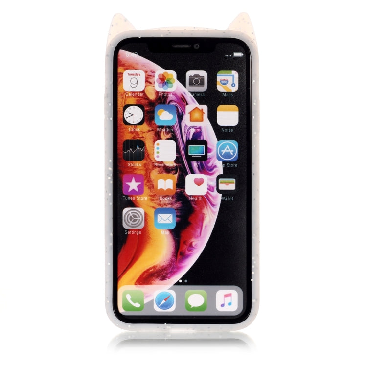 For iPhone XR Cat Whiskers Pattern Silicone Protective Case (White)