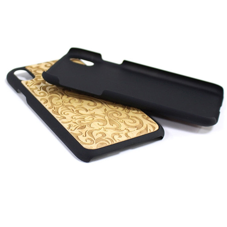 For iPhone XR Audio Cassette Pattern Shockproof PC + Wood Protective Case