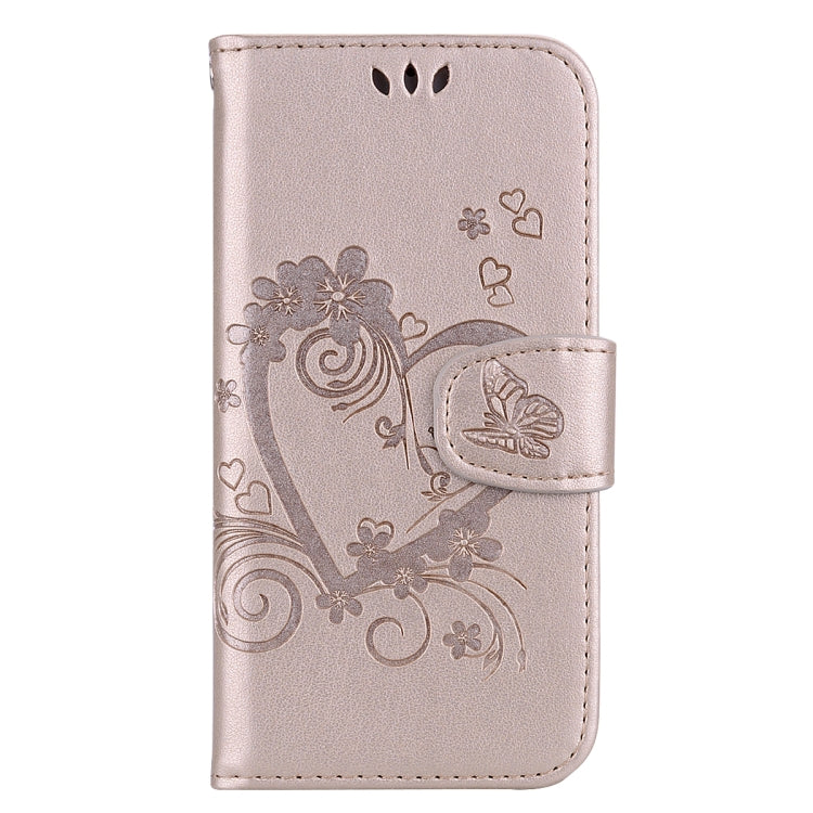 For iPhone XR Embossed Heart Butterfly Pattern Horizontal Flip Leather Case with Card Slot & Holder & Wallet & Lanyard