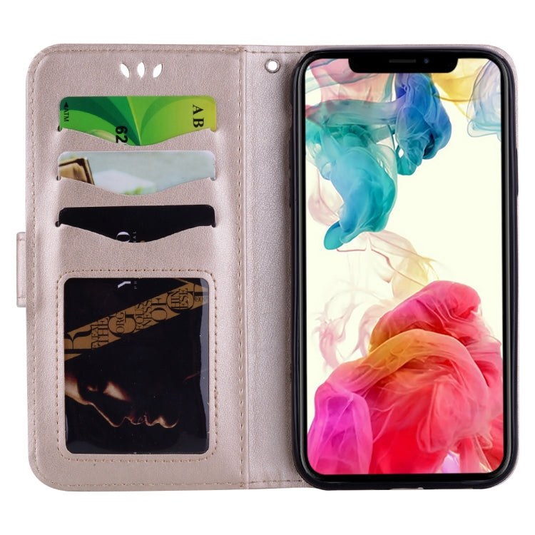 For iPhone XR Embossed Heart Butterfly Pattern Horizontal Flip Leather Case with Card Slot & Holder & Wallet & Lanyard