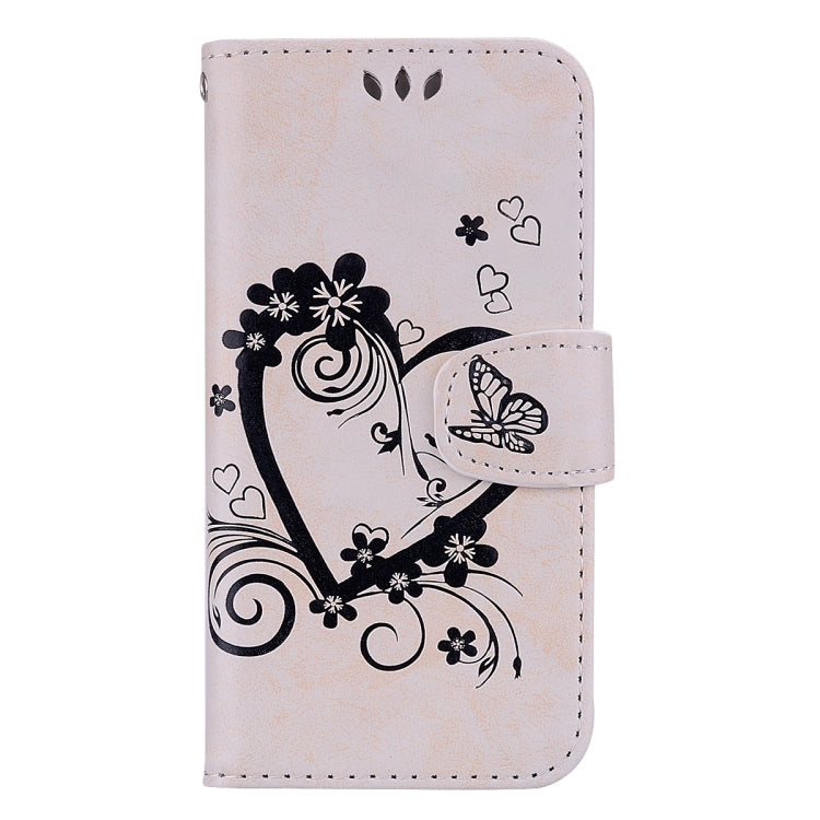 For iPhone XR Embossed Heart Butterfly Pattern Horizontal Flip Leather Case with Card Slot & Holder & Wallet & Lanyard
