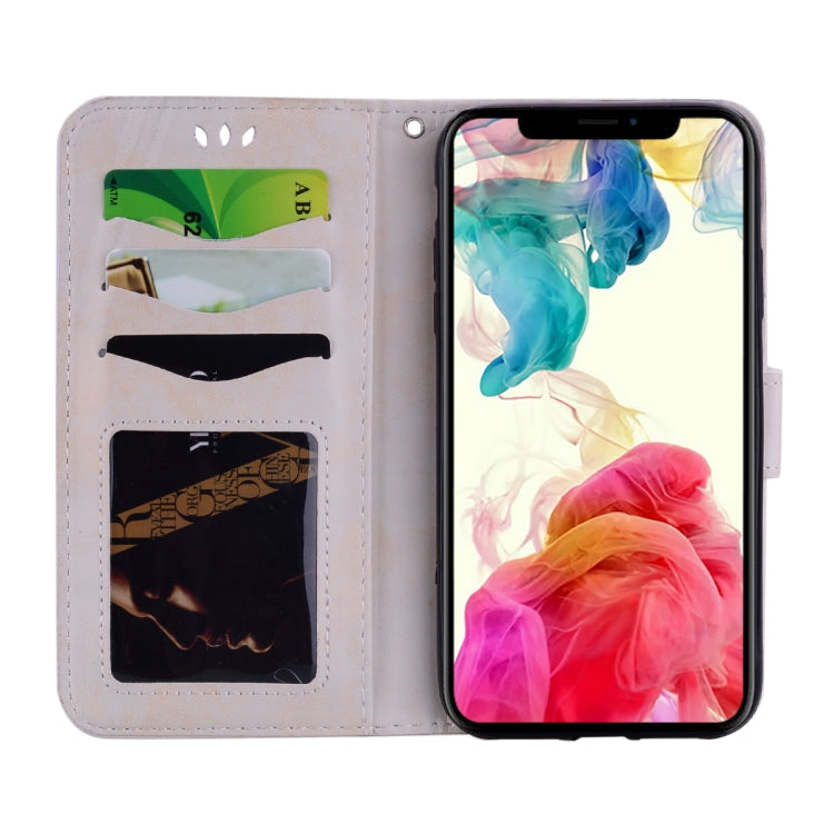 For iPhone XR Embossed Heart Butterfly Pattern Horizontal Flip Leather Case with Card Slot & Holder & Wallet & Lanyard