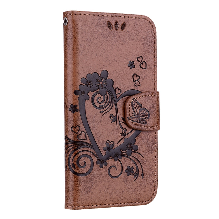 For iPhone XR Embossed Heart Butterfly Pattern Horizontal Flip Leather Case with Card Slot & Holder & Wallet & Lanyard