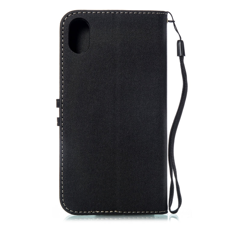 For iPhone XR Splicing Embossed Female Style Horizontal Flip Leather Case  with Holder & Card Slots & Wallet & Lanyard