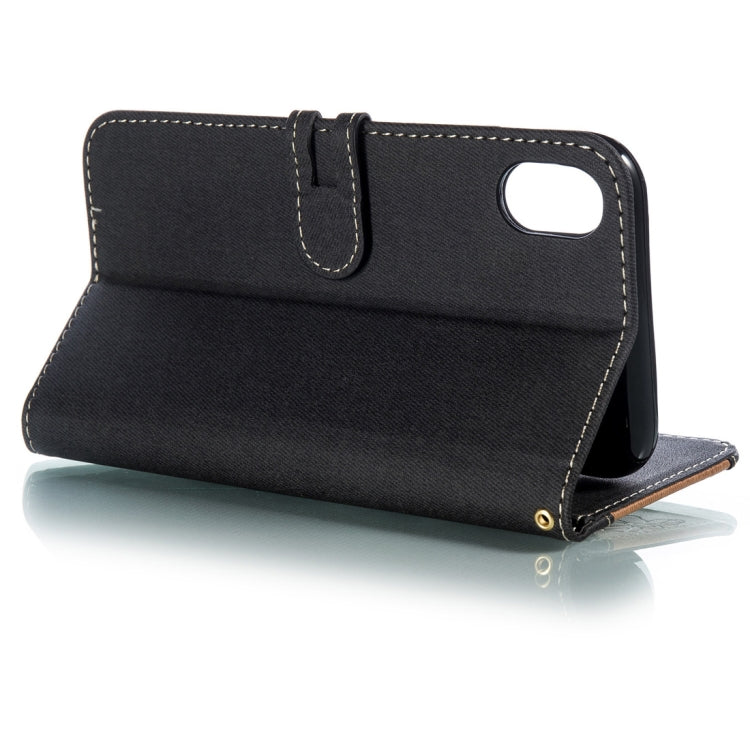 For iPhone XR Splicing Embossed Female Style Horizontal Flip Leather Case  with Holder & Card Slots & Wallet & Lanyard