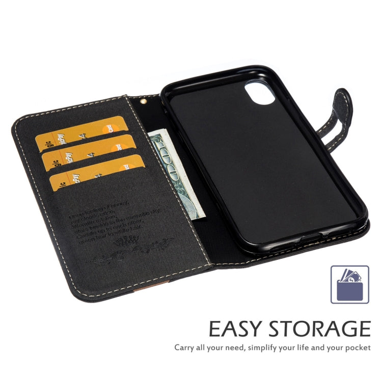 For iPhone XR Splicing Embossed Female Style Horizontal Flip Leather Case  with Holder & Card Slots & Wallet & Lanyard