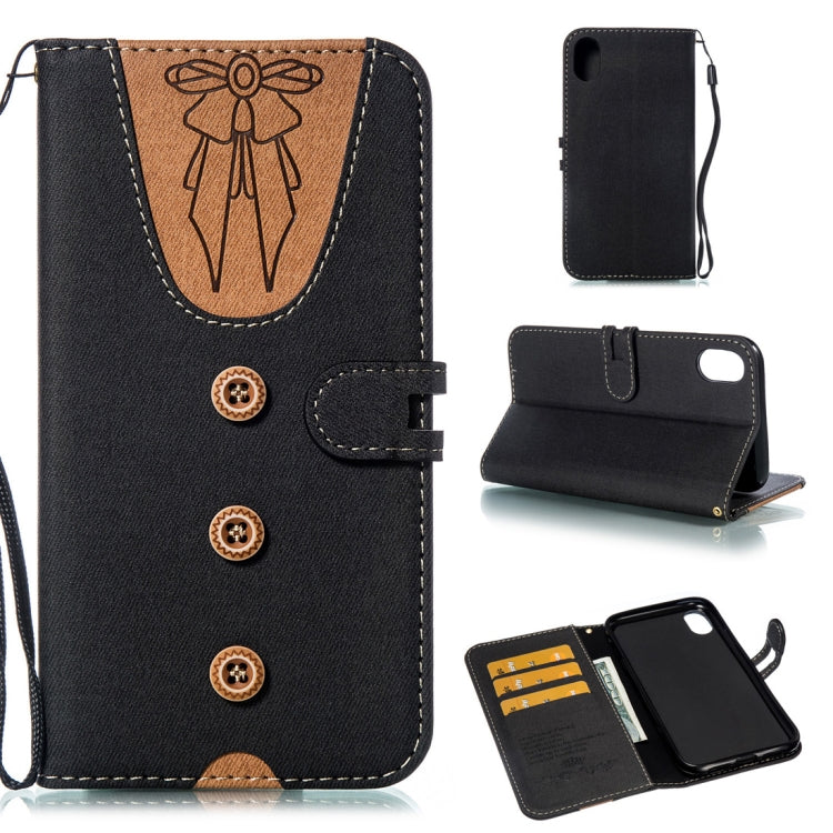 For iPhone XR Splicing Embossed Female Style Horizontal Flip Leather Case  with Holder & Card Slots & Wallet & Lanyard