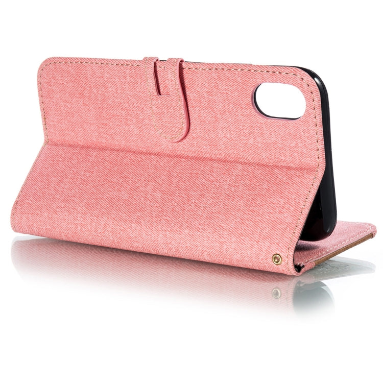 For iPhone XR Splicing Embossed Female Style Horizontal Flip Leather Case  with Holder & Card Slots & Wallet & Lanyard