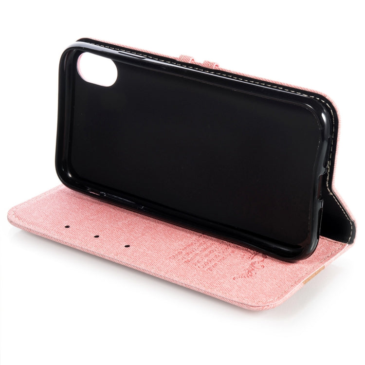 For iPhone XR Splicing Embossed Female Style Horizontal Flip Leather Case  with Holder & Card Slots & Wallet & Lanyard