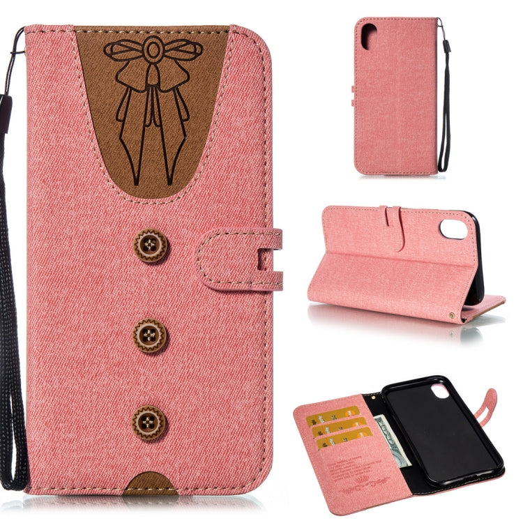 For iPhone XR Splicing Embossed Female Style Horizontal Flip Leather Case  with Holder & Card Slots & Wallet & Lanyard