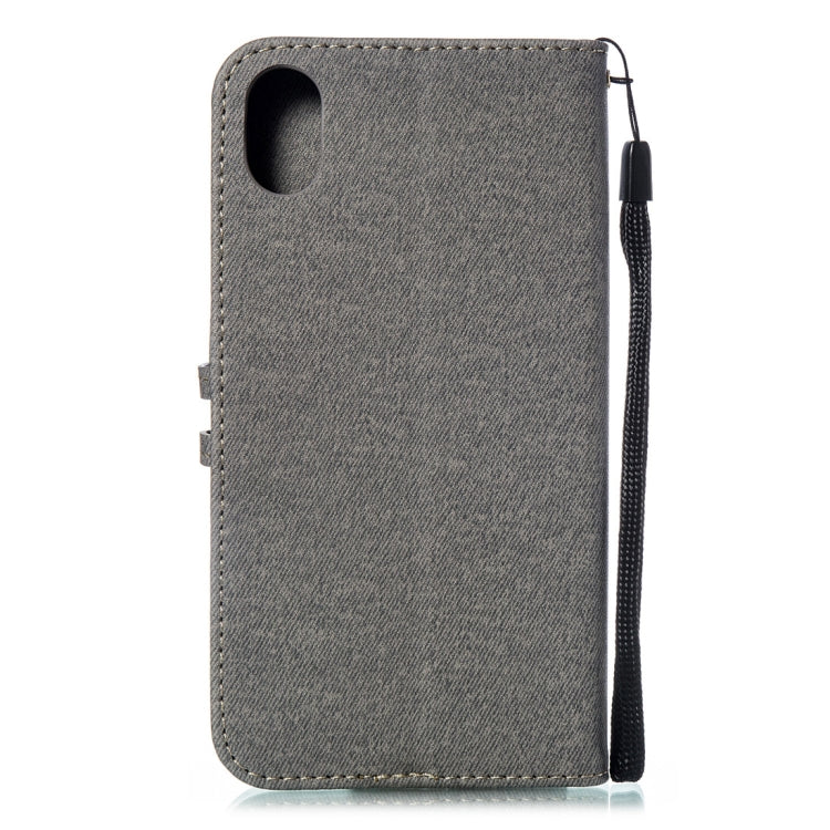 For iPhone XR Splicing Embossed Female Style Horizontal Flip Leather Case  with Holder & Card Slots & Wallet & Lanyard