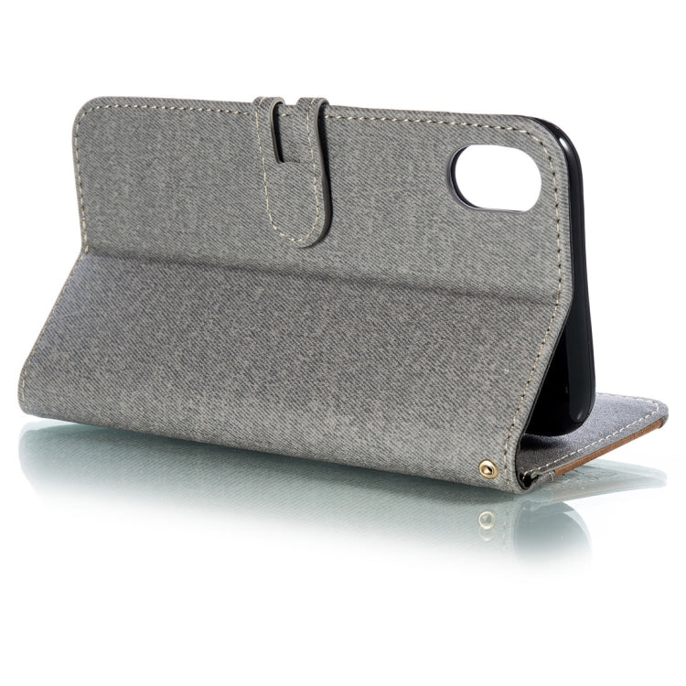 For iPhone XR Splicing Embossed Female Style Horizontal Flip Leather Case  with Holder & Card Slots & Wallet & Lanyard