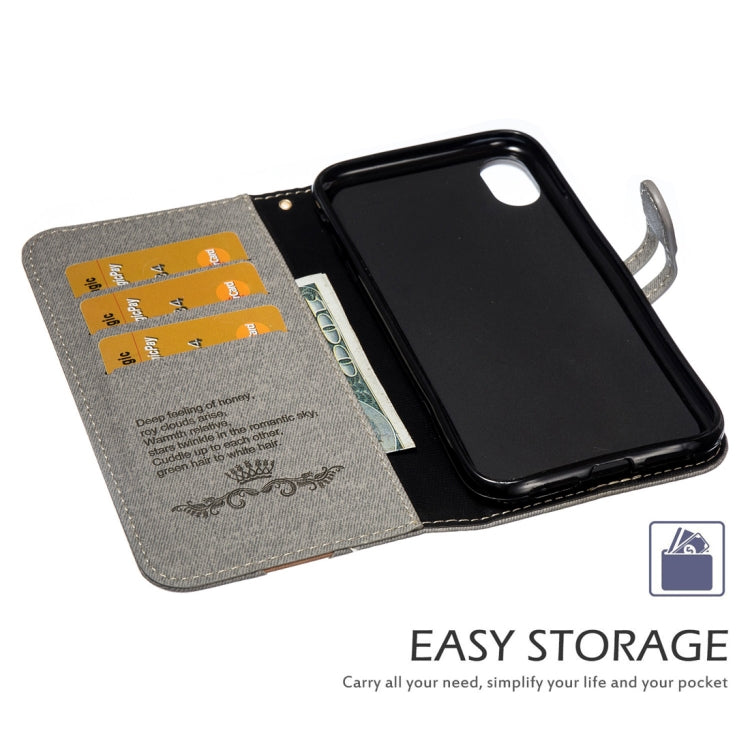 For iPhone XR Splicing Embossed Female Style Horizontal Flip Leather Case  with Holder & Card Slots & Wallet & Lanyard