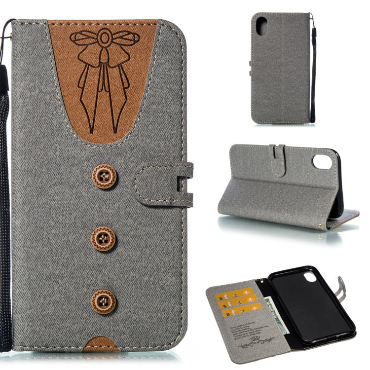For iPhone XR Splicing Embossed Female Style Horizontal Flip Leather Case  with Holder & Card Slots & Wallet & Lanyard