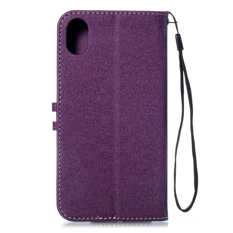 For iPhone XR Splicing Embossed Female Style Horizontal Flip Leather Case  with Holder & Card Slots & Wallet & Lanyard