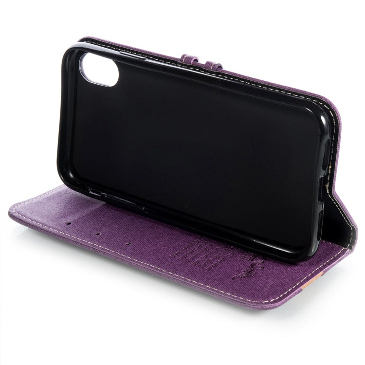 For iPhone XR Splicing Embossed Female Style Horizontal Flip Leather Case  with Holder & Card Slots & Wallet & Lanyard
