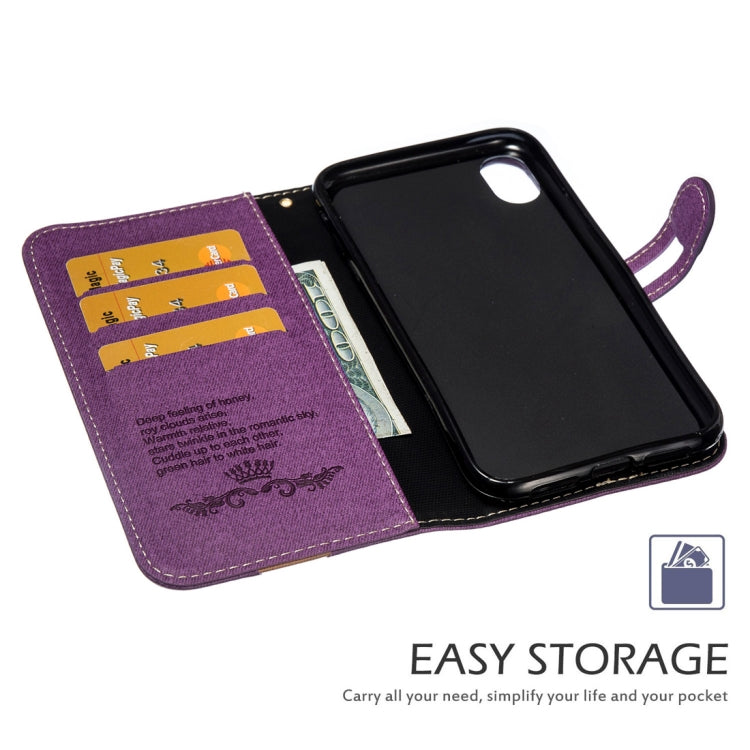 For iPhone XR Splicing Embossed Female Style Horizontal Flip Leather Case  with Holder & Card Slots & Wallet & Lanyard